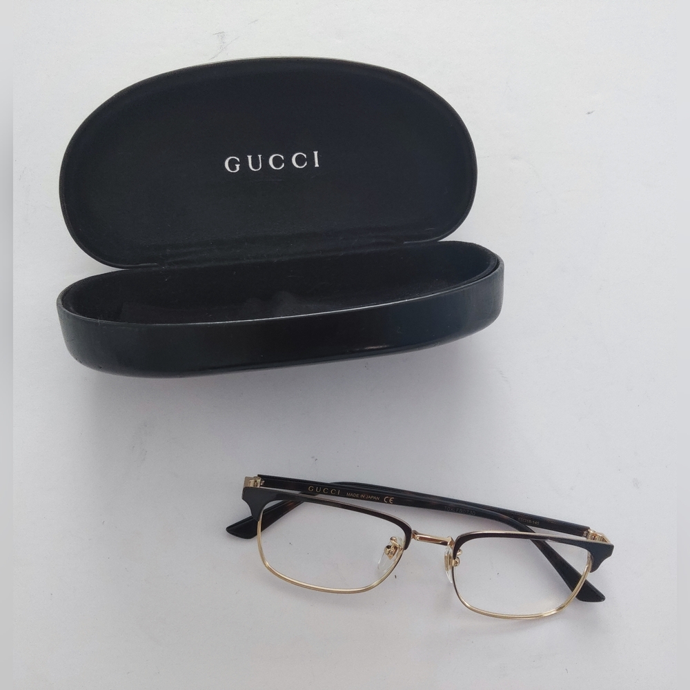 Gucci Black and Gold Frame Glasses 53-18-145 And Eyeglasses Hardshell. - Picture 2 of 11